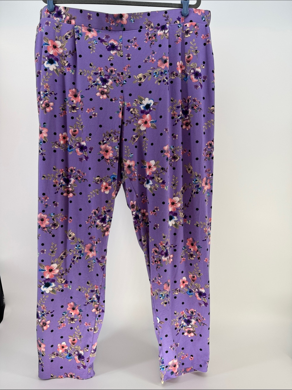 Antthony Purple Floral Leggings with Pink & Blue Accents
